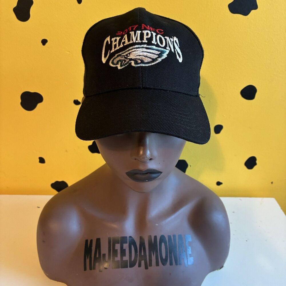 Philadelphia Eagles 2017 NFC Champions Hat Black Strapback Baseball Cap NFL